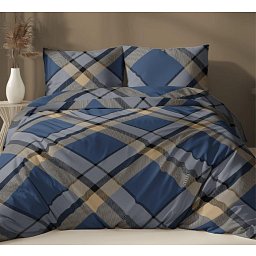 Obrázek pro produkt Zateplené kombinované deky v polštáři Modrozlaté káro 150X200 50X60